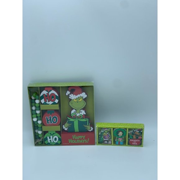 Dr. Seuss The Grinch Christmas 5 Piece Decorating Set & 3 Piece Wood Block Set - Picture 1 of 12